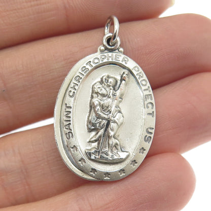 THEDA Sterling Silver Vintage St. Mary Miraculous Slide Medal Religious Pendant