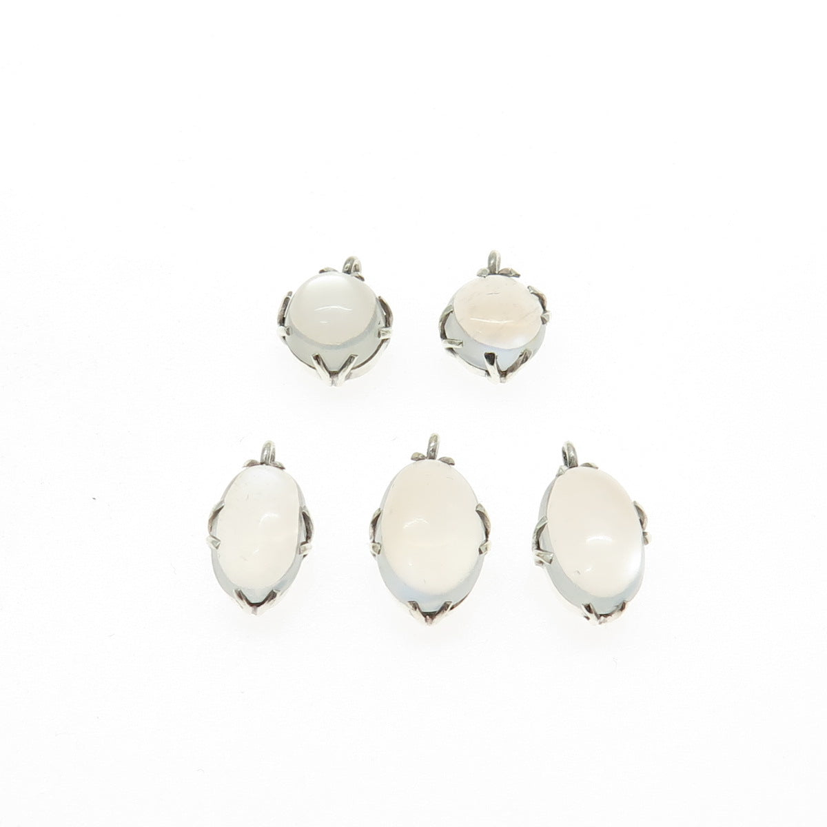 925 Sterling Silver Antique Real Opalite Gemstone Set of 5 Charm Pendant