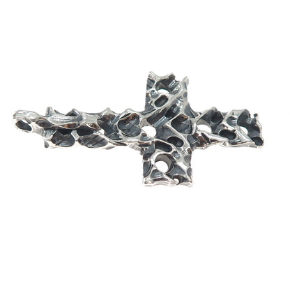 925 Sterling Silver Vintage Modernist Cross Oxidized Charm Pendant