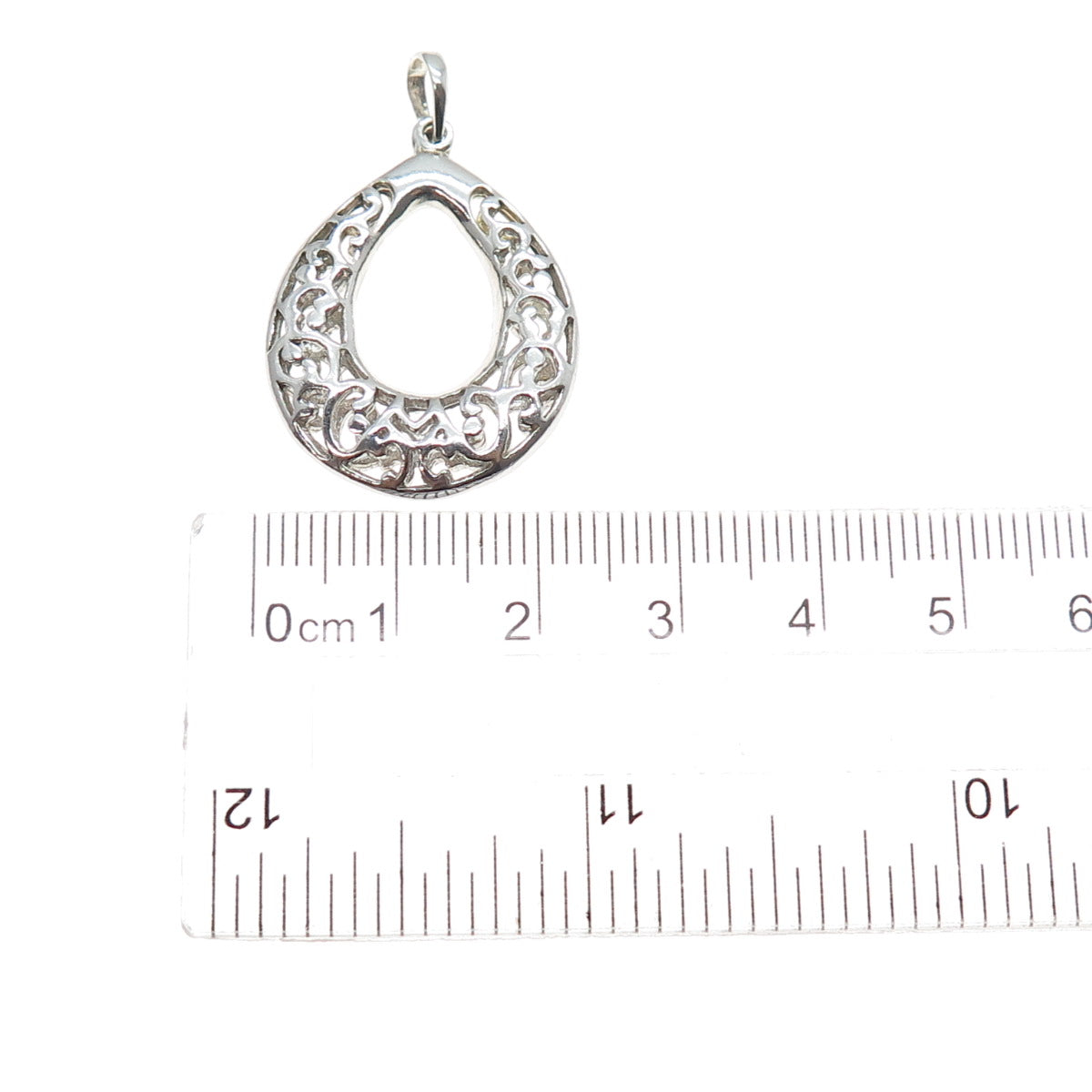 925 Sterling Silver Vintage Ornate Teardrop Charm Pendant