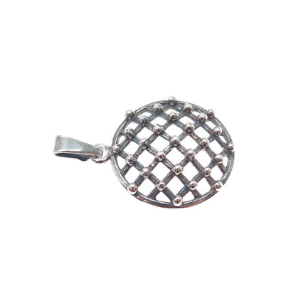 925 Sterling Silver Vintage European Beaded Cage Oxidized Charm Pendant