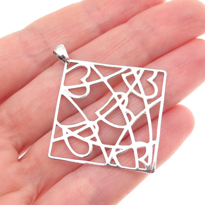 925 Sterling Silver Vintage Italy Heart Spider Web Charm Pendant