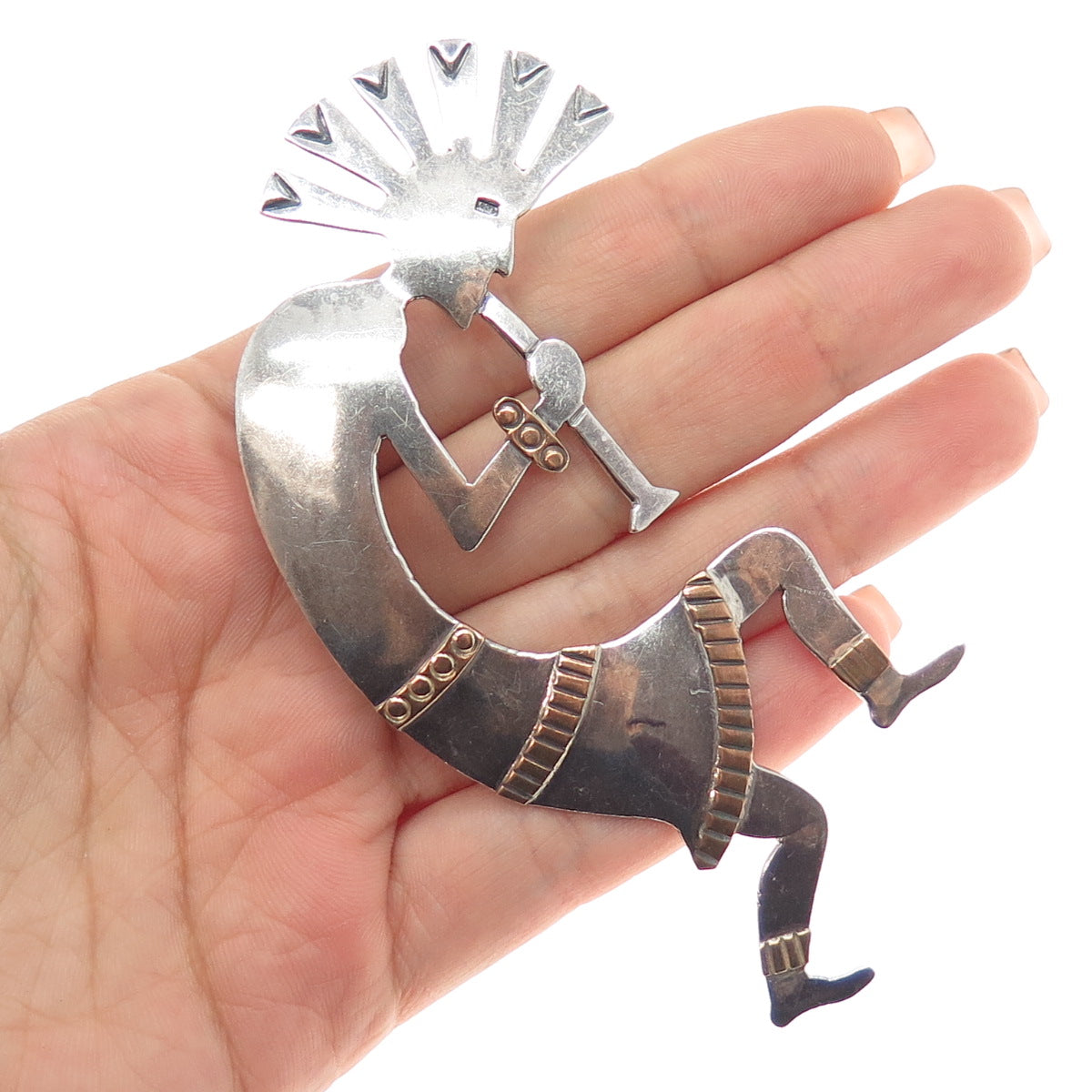 Sensa Eustace Zuni Old Pawn 925 Sterling 12K Gold Filled Kokopelli Pin Pendant