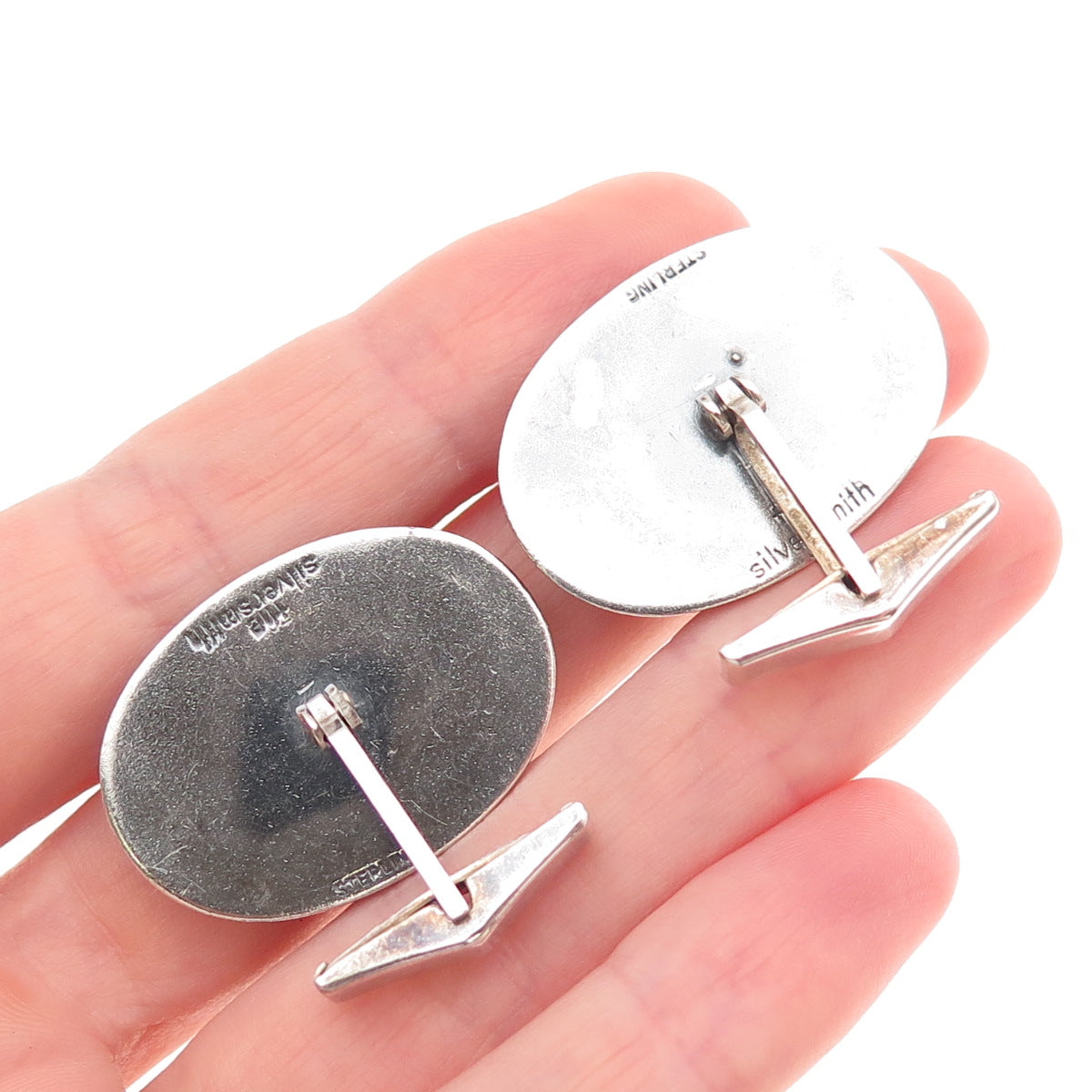 The Silversmith 925 Sterling Silver Vintage Real Carnelian Oxidized Cufflinks