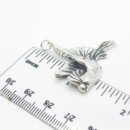 925 Sterling Silver Vintage Flying Parrot Bird Pendant