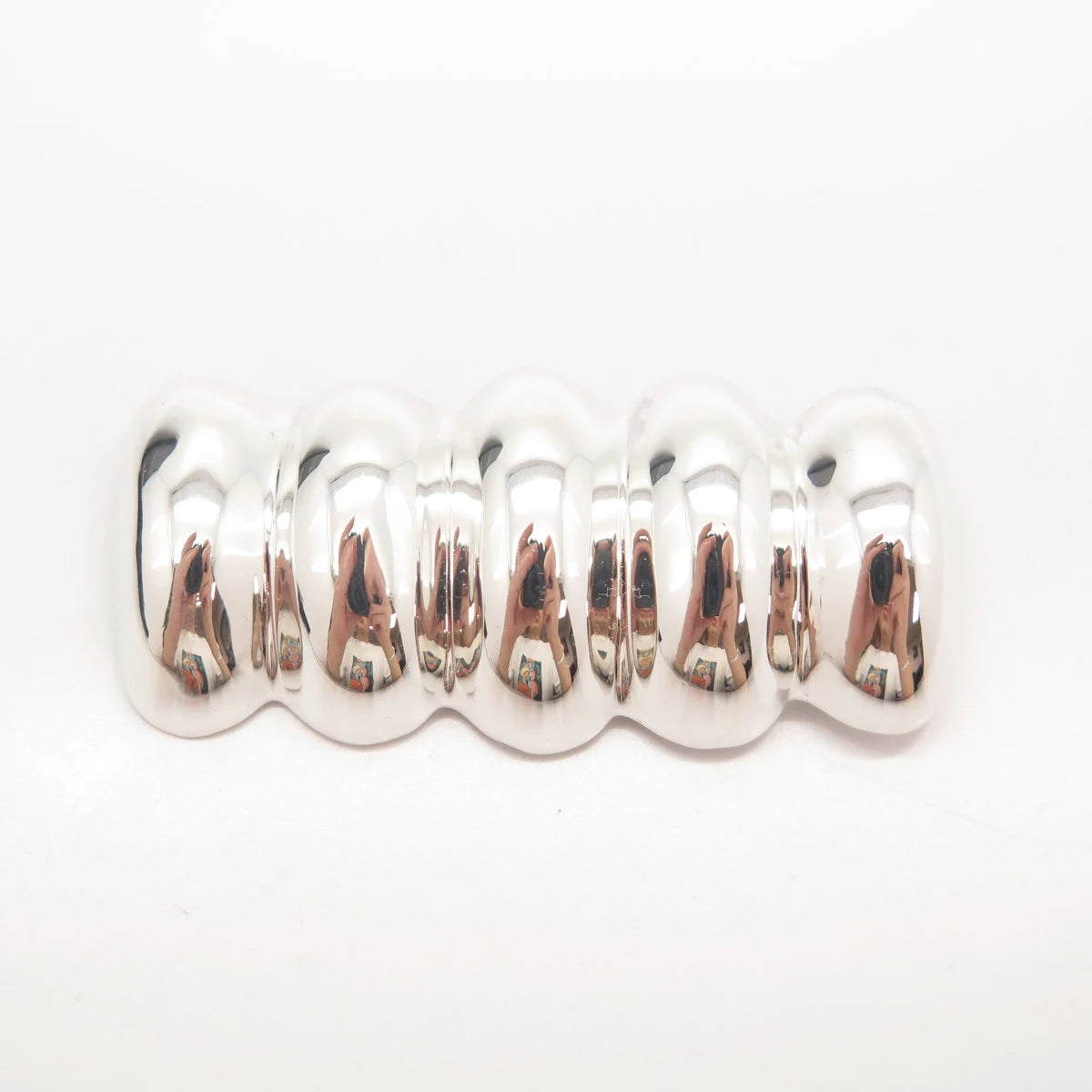 925 Sterling Silver Vintage Mexico Ming's Modernist Ribbed Pin Brooch