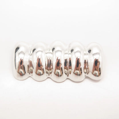925 Sterling Silver Vintage Mexico Ming's Modernist Ribbed Pin Brooch