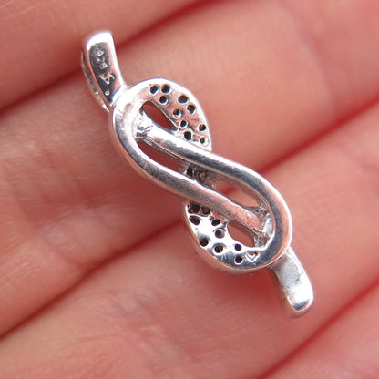 925 Sterling Silver Real Round-Cut Diamond Infinity Knot Slide Charm Pendant
