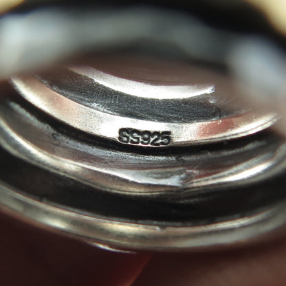 925 Sterling Silver Vintage 2-Tone Oxidized Hammered Rotating Ring Size 6