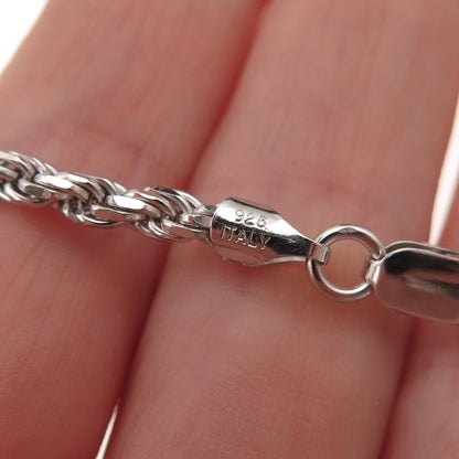 925 Sterling Silver Italy Twisted Rope Chain Necklace 22"