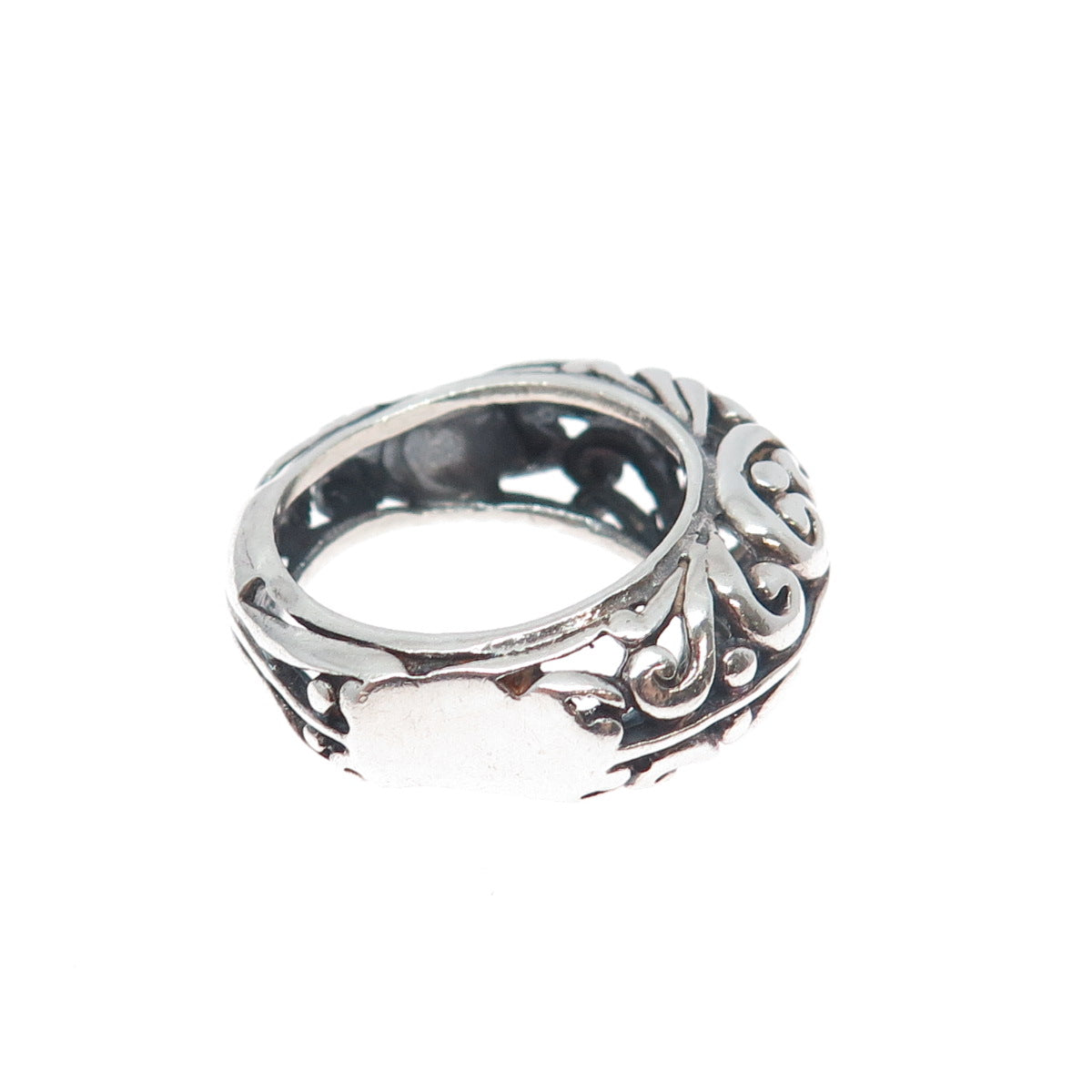 925 Sterling Silver Vintage Modernist Swirl Oxidized Ring Size 7.5