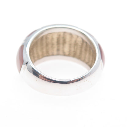925 Sterling Silver Vintage Real MOP Modernist Dome Ring Size 7.25