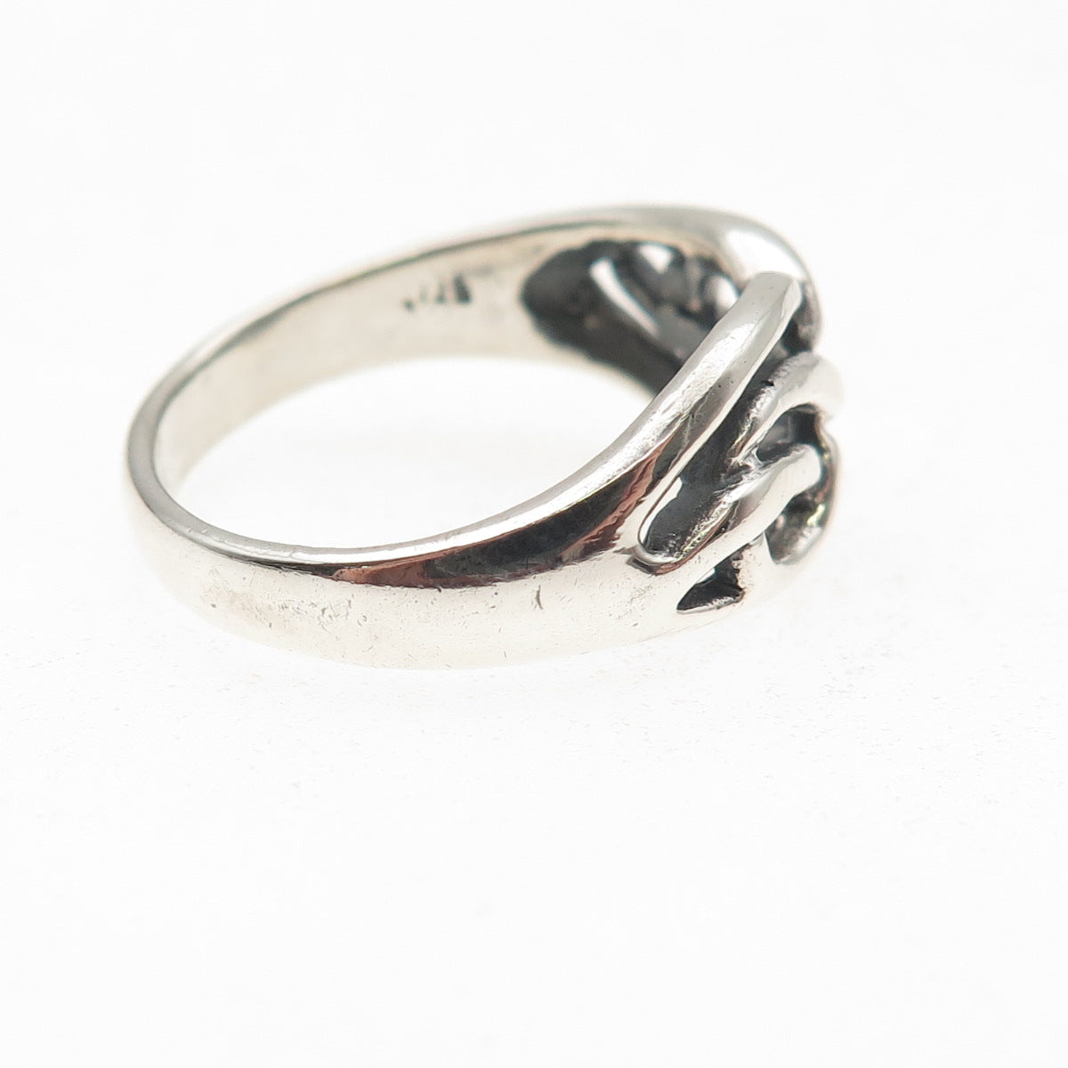 925 Sterling Silver Vintage Modernist Infinity Oxidized Ring Size 10