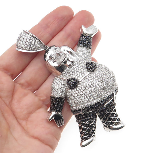 925 Sterling Black & White C Z Peter Griffin Family Guy Heavy 83.8g Pendant
