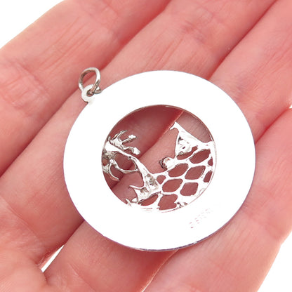 925 Sterling Silver Vintage Real Pearl & Rhinestone St. Thomas VI Charm Pendant