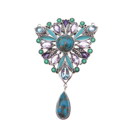 Nicky Butler 925 Sterling Silver Vintage Real Multi-Gem Centerpiece Pendant