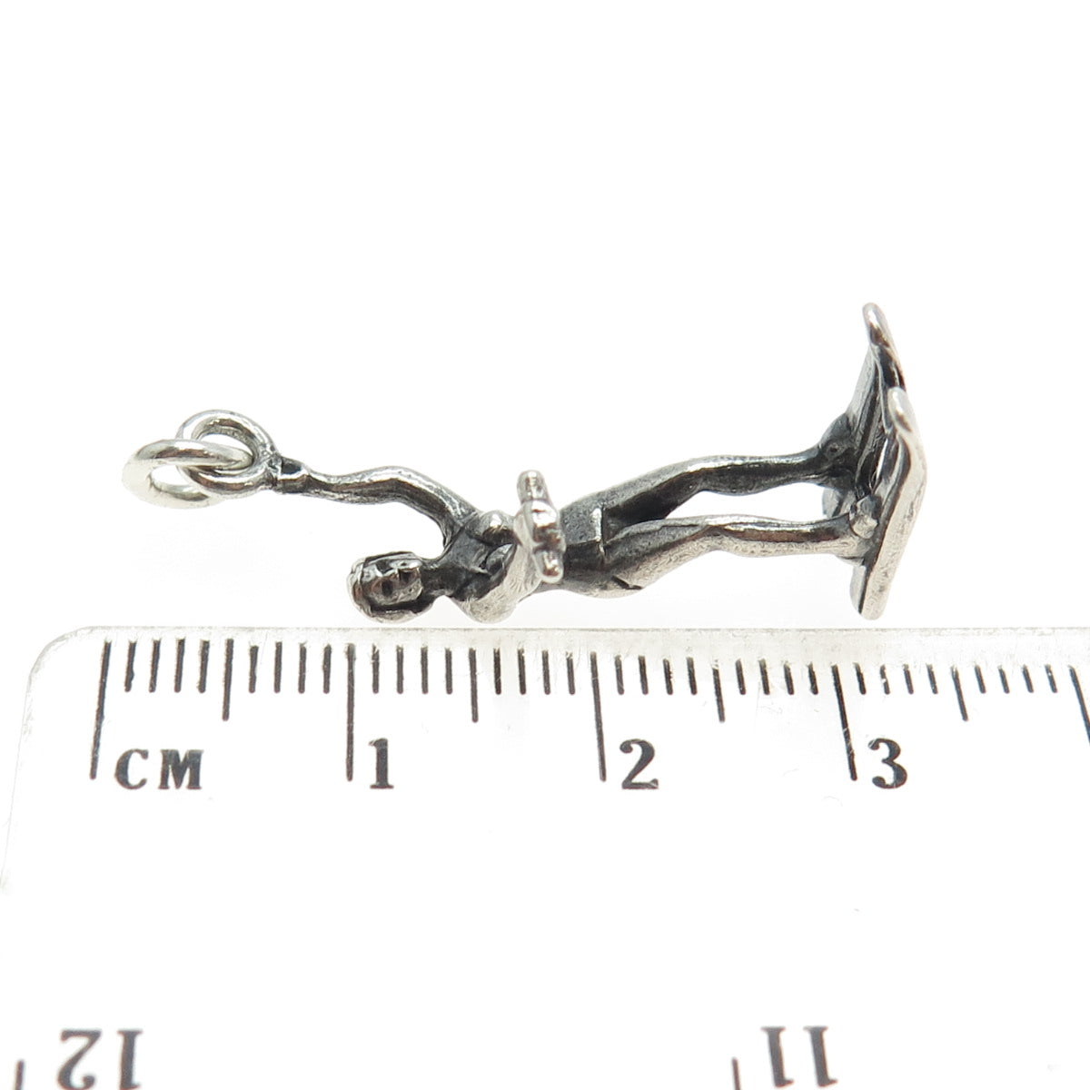 925 Sterling Silver Antique Art Deco Female Waterskier Minimalist Charm Pendant