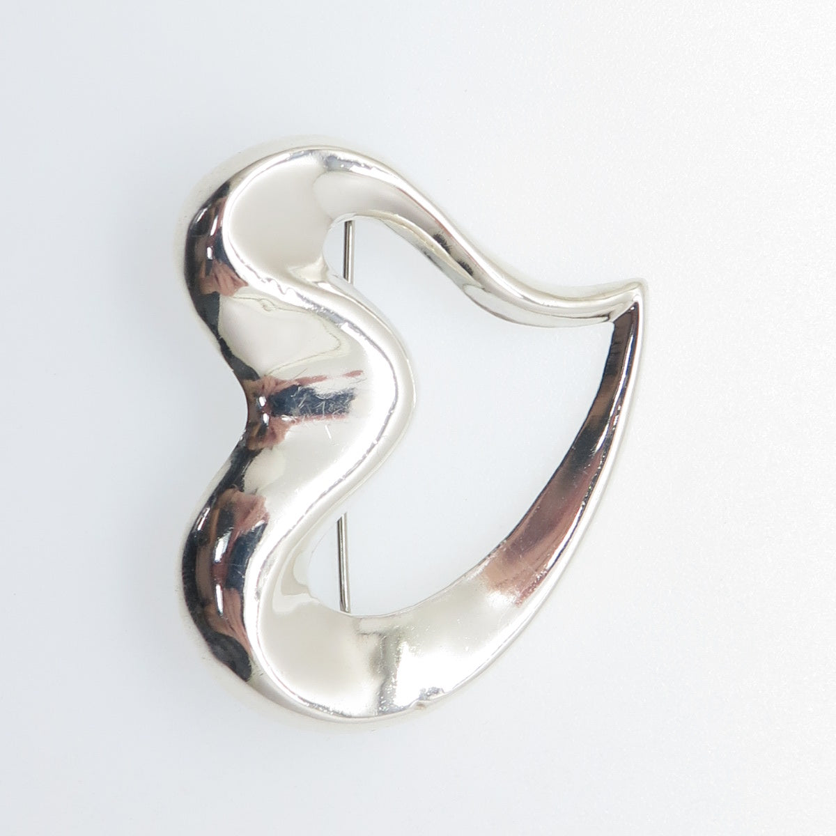 925 Sterling Silver Vintage Modernist Heart Pin Brooch