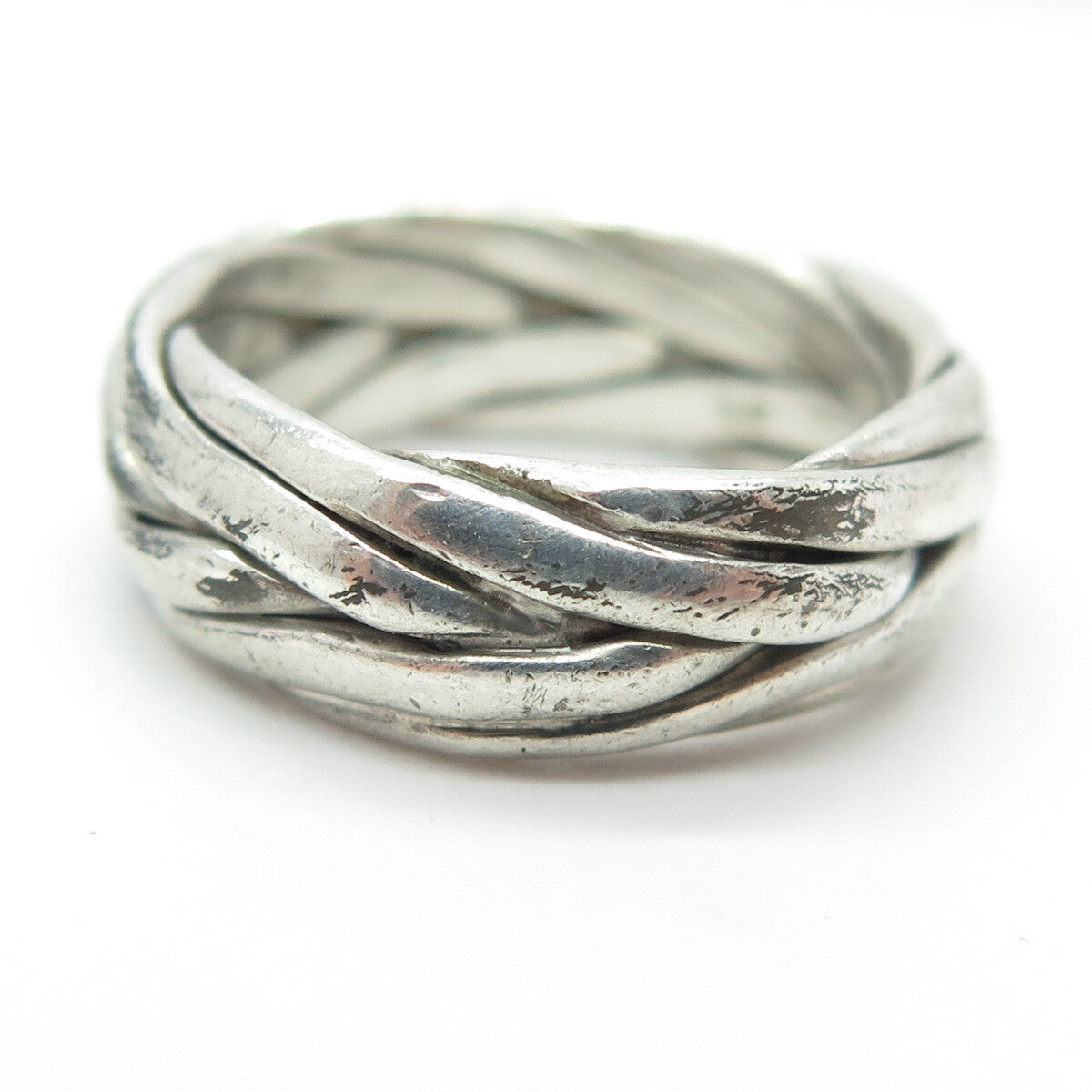 925 Sterling Silver Vintage Interlocked Braided Band Ring Size 7