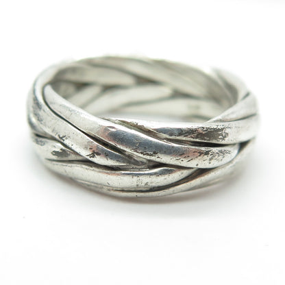 925 Sterling Silver Vintage Interlocked Braided Band Ring Size 7