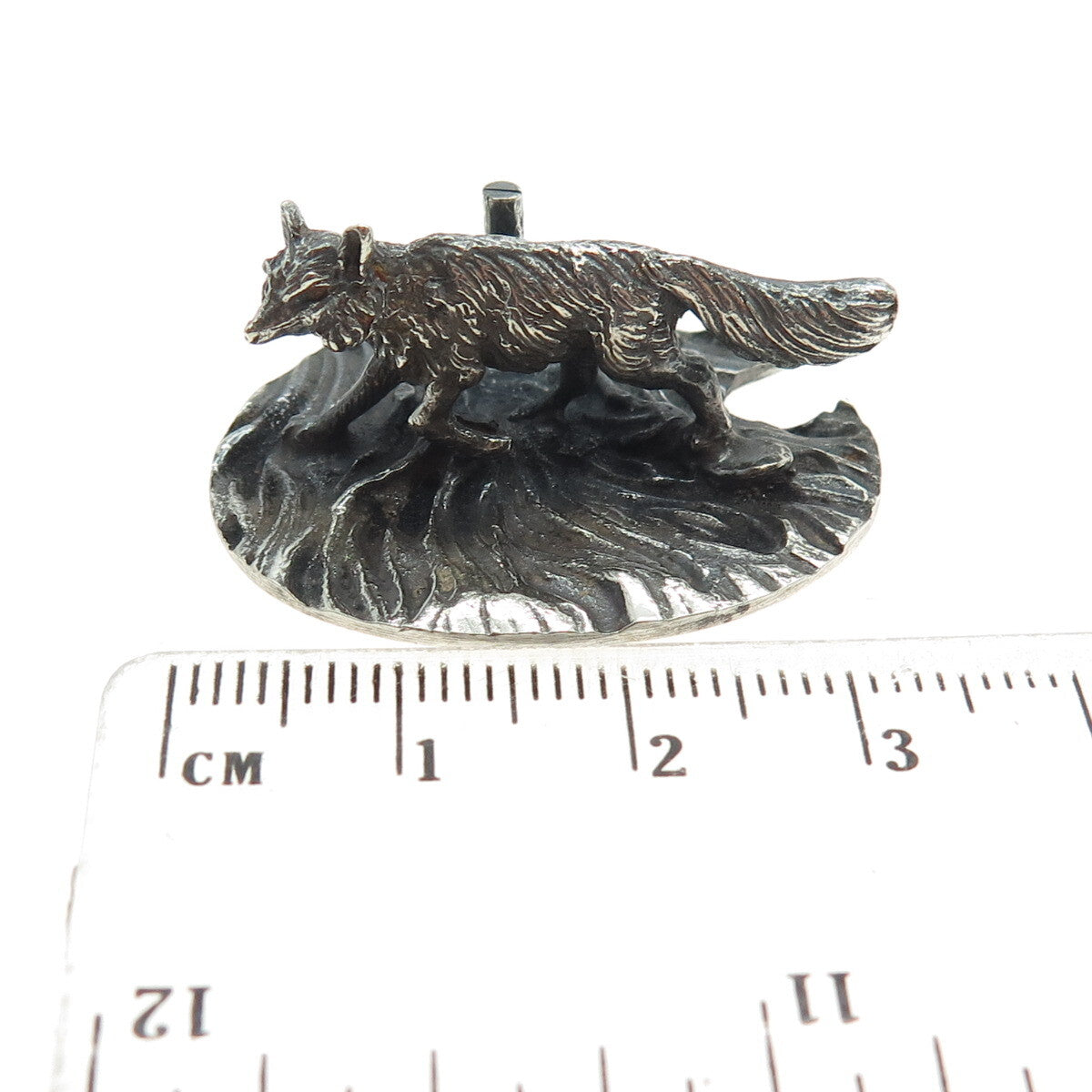 800 Silver Antique Italy Hunting Fox Oxidized Miniature Figurine