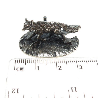 800 Silver Antique Italy Hunting Fox Oxidized Miniature Figurine
