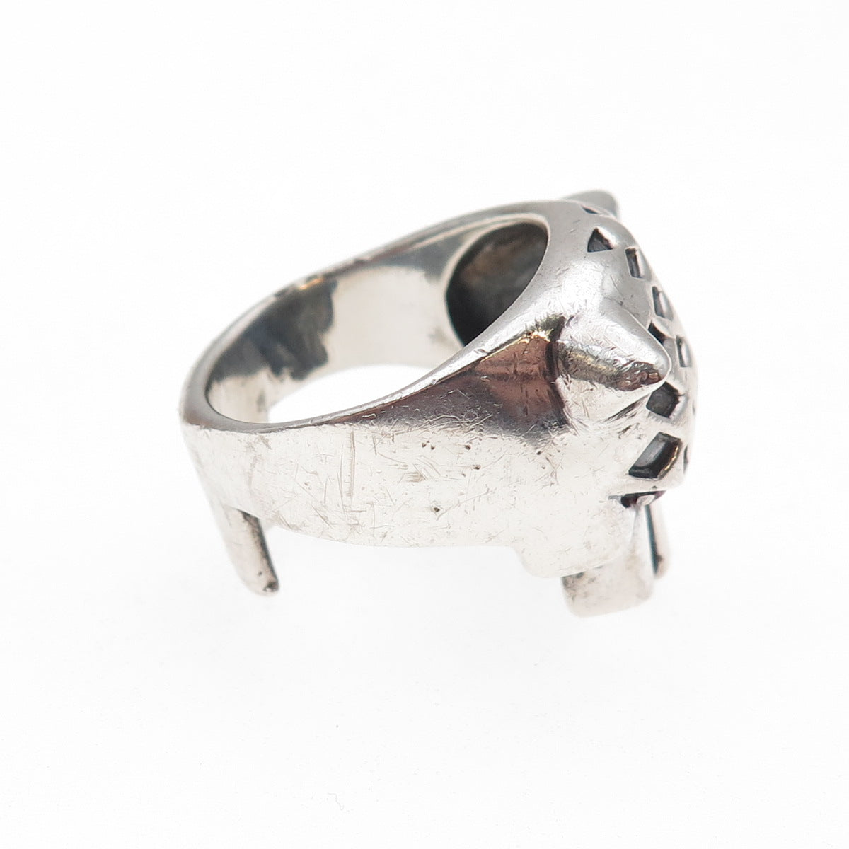 925 Sterling Silver Vintage Real Ruby Panther Oxidized Ring Size 8.25