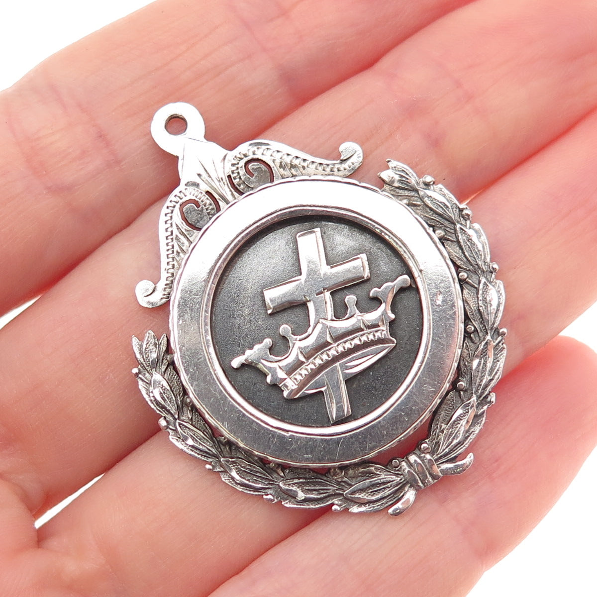 925 Sterling Antique Masonic Knight Templar General Excellence Medal Pendant