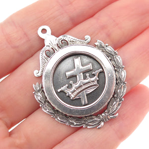 925 Sterling Antique Masonic Knight Templar General Excellence Medal Pendant