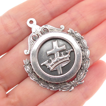 925 Sterling Antique Masonic Knight Templar General Excellence Medal Pendant