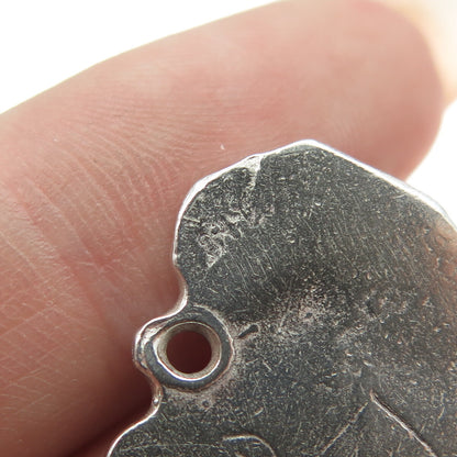 925 Sterling Silver Vintage 1990 Modernist Heart Charm Pendant