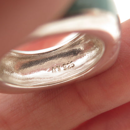Argento Vivo 925 Sterling Silver Vintage Enamel Modernist Band Ring Size 7
