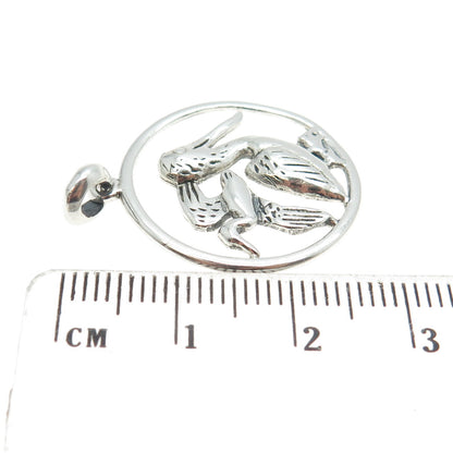 925 Sterling Silver Vintage Couple of Storks Pendant