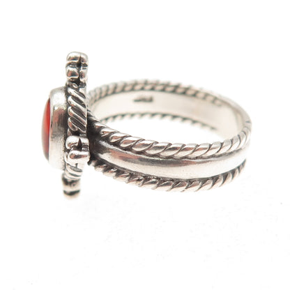 Shube 925 Sterling Silver Vintage Real Amber Oxidized Ring Size 6.75