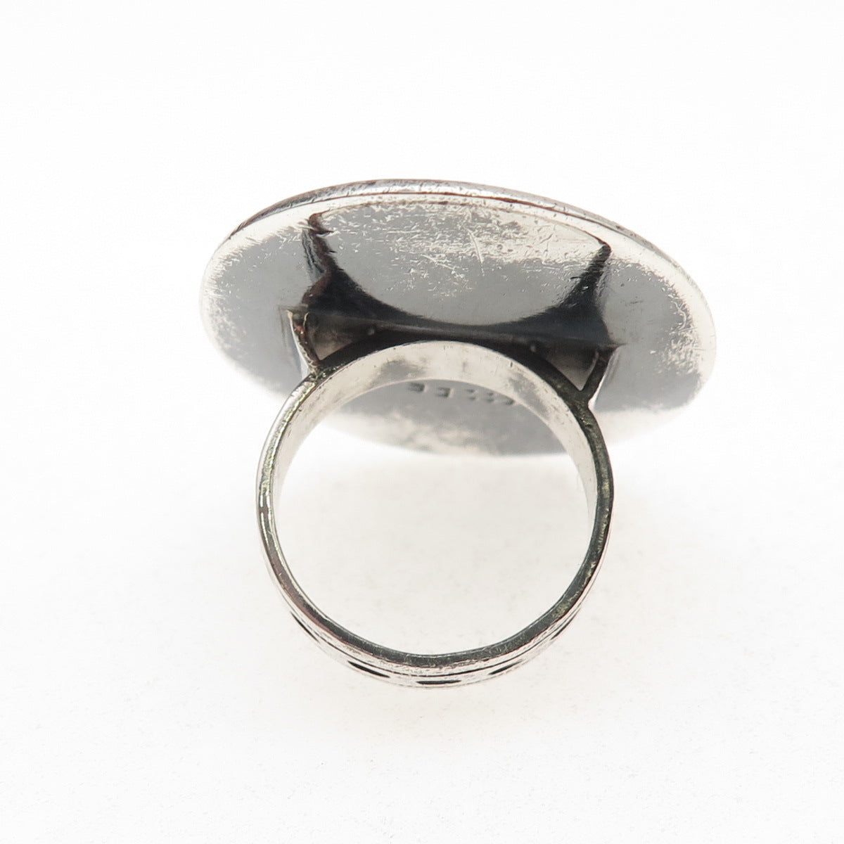 925 Sterling Silver Vintage Mexico Black Onyx Oxidized Statement Ring Size 8.5