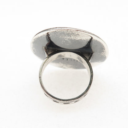925 Sterling Silver Vintage Mexico Black Onyx Oxidized Statement Ring Size 8.5