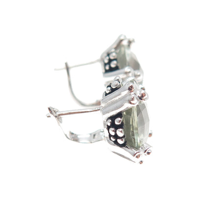 FADI 925 Sterling Silver Real Light Blue Topaz Granulated Earrings