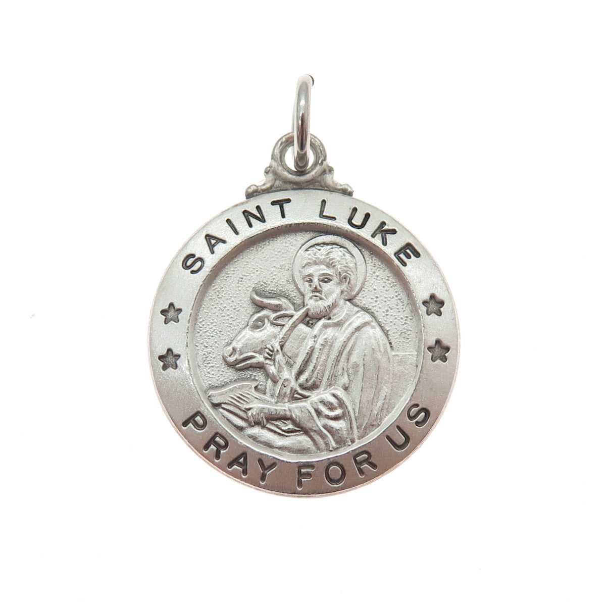 CHAPEL 925 Sterling Silver Vintage St. Luke Religious Medal Charm Pendant