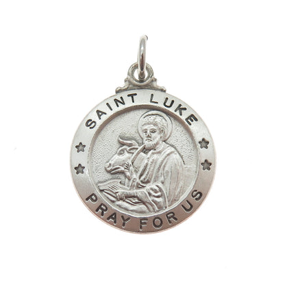 CHAPEL 925 Sterling Silver Vintage St. Luke Religious Medal Charm Pendant