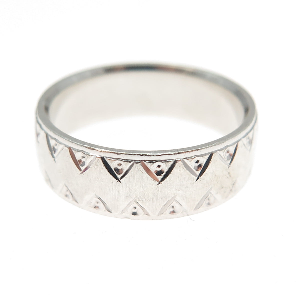 925 Sterling Silver Vintage MGR Zig Zag Band Ring Size 6.25