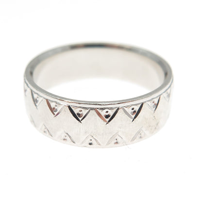 925 Sterling Silver Vintage MGR Zig Zag Band Ring Size 6.25