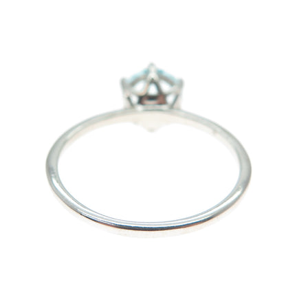 DAZZLERS 925 Sterling Silver Round-Cut Nano Blue Topaz Ring Size 9