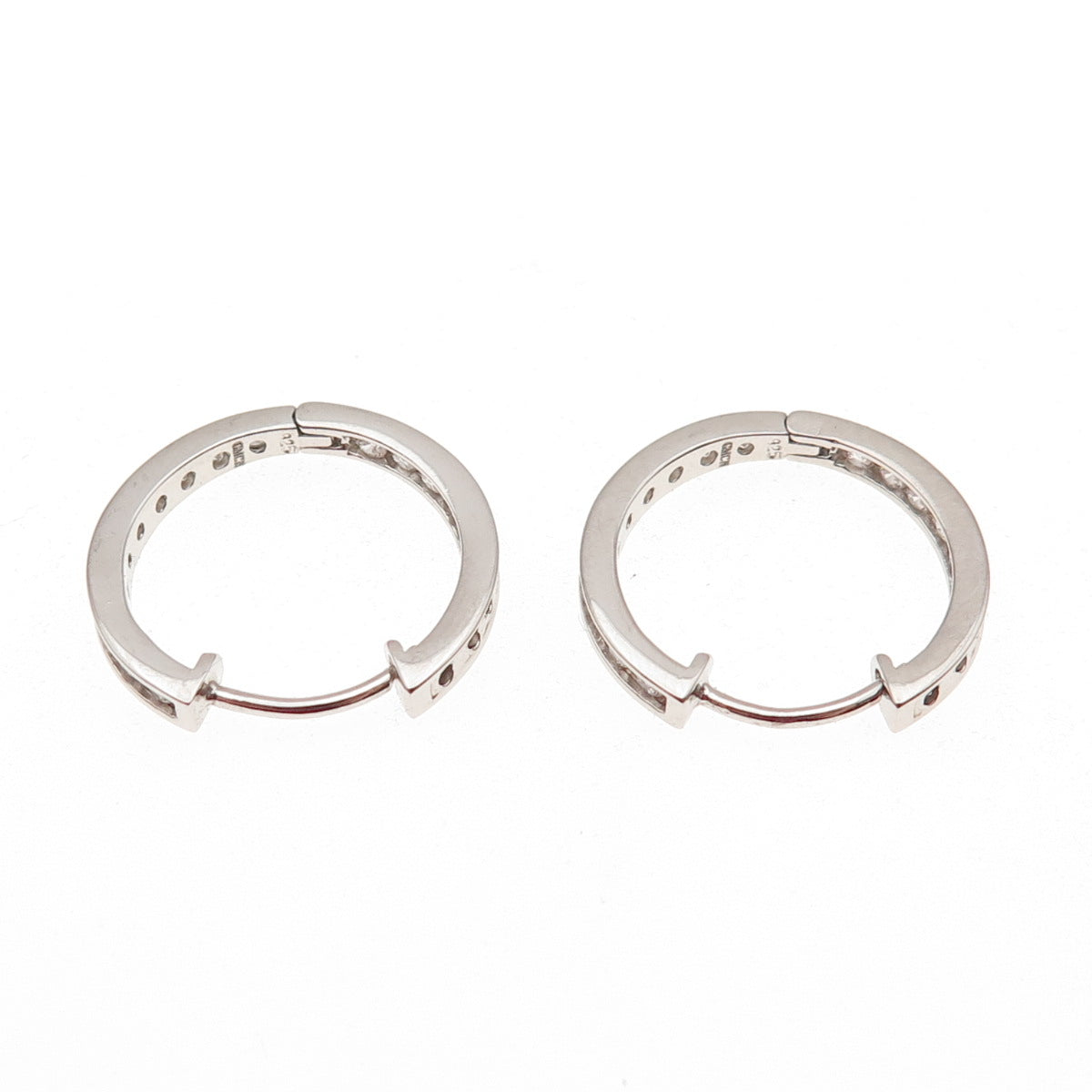 925 Sterling Silver Round-Cut C Z In & Out Hoop Earrings