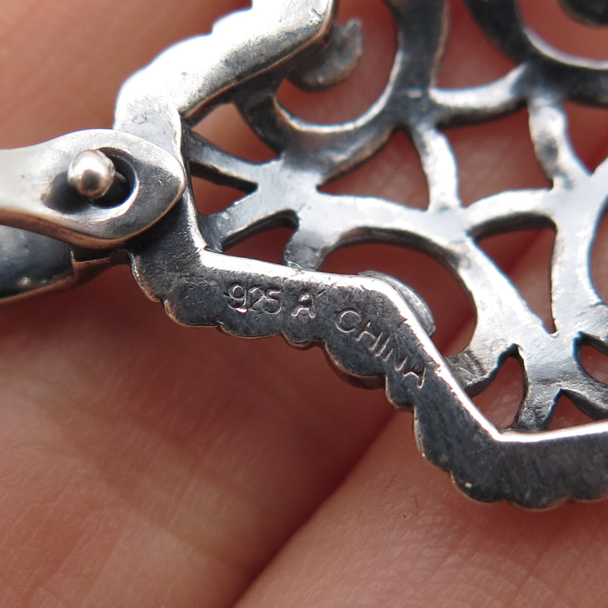 925 Sterling Silver Vintage Ornate Cross Oxidized Charm Pendant