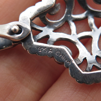 925 Sterling Silver Vintage Ornate Cross Oxidized Charm Pendant