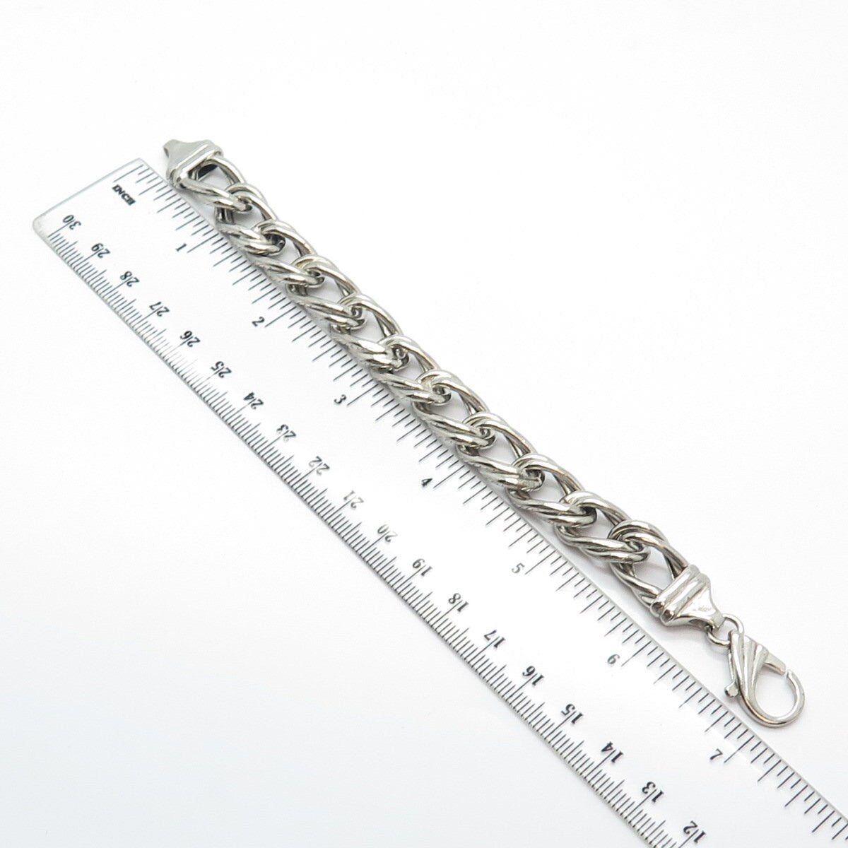 925 Sterling Silver Vintage Double Cable Link Bracelet 6.5"