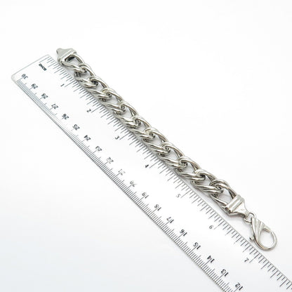 925 Sterling Silver Vintage Double Cable Link Bracelet 6.5"