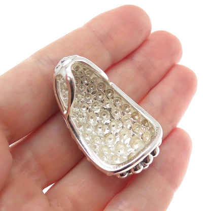 MICHAEL DAWKINS 925 Sterling Silver Vintage Modernist Beaded Dome Slide Pendant