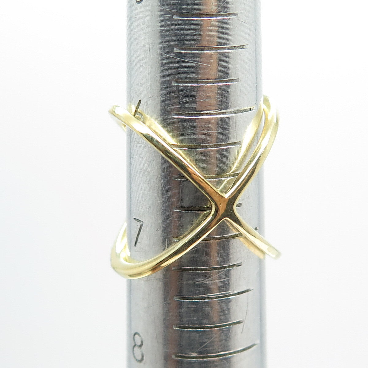 DBJ DEE BERKLEY Sterling Silver Gold Plated Diamond Crisscross Ring Size 6.75