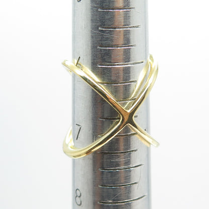 DBJ DEE BERKLEY Sterling Silver Gold Plated Diamond Crisscross Ring Size 6.75